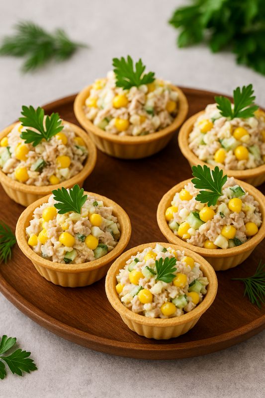 Праздничные тарталетки с тунцом и кукурузой: секреты приготовления